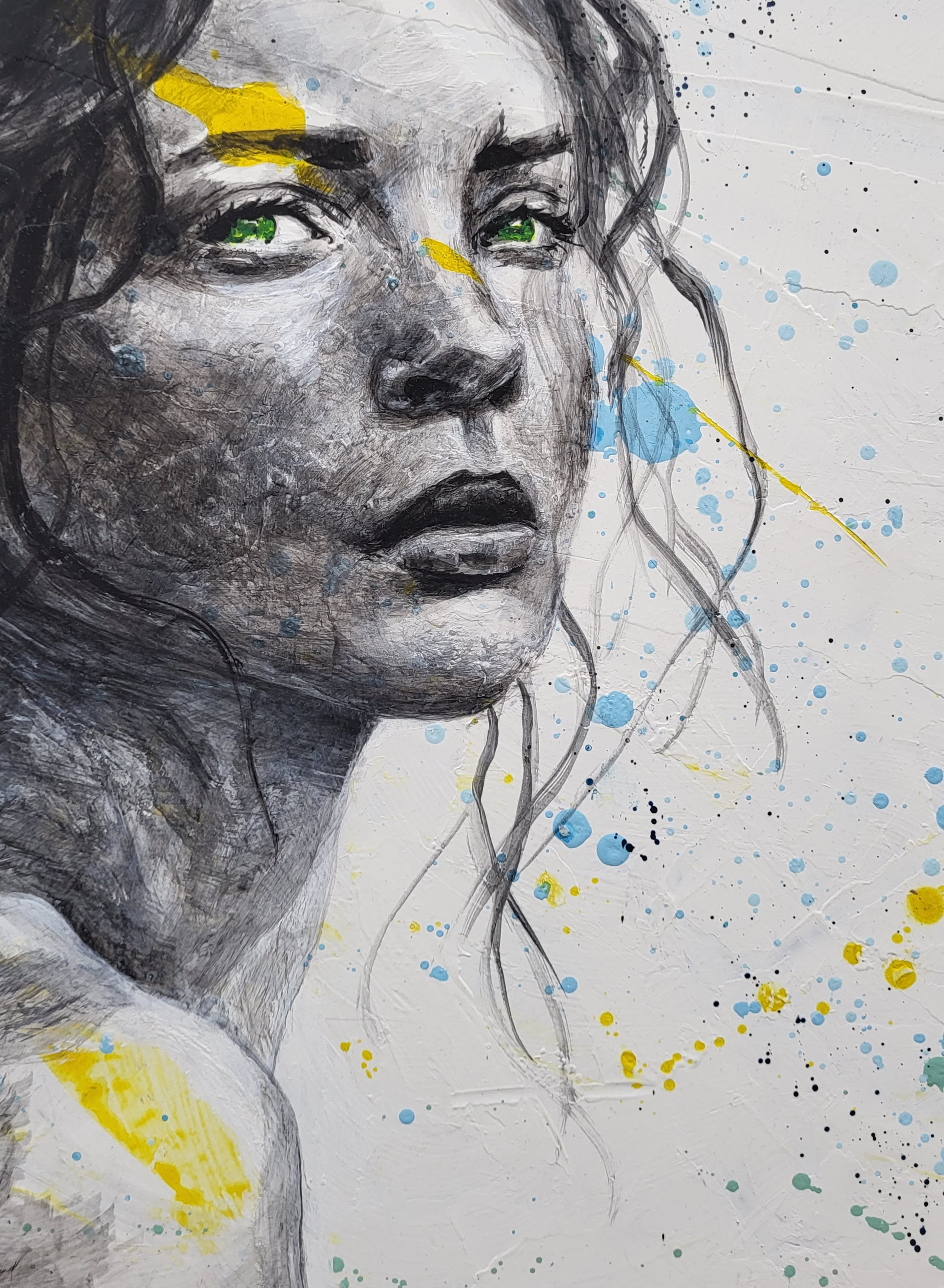 The painting 'Emerald dreams of silent screams'in detail