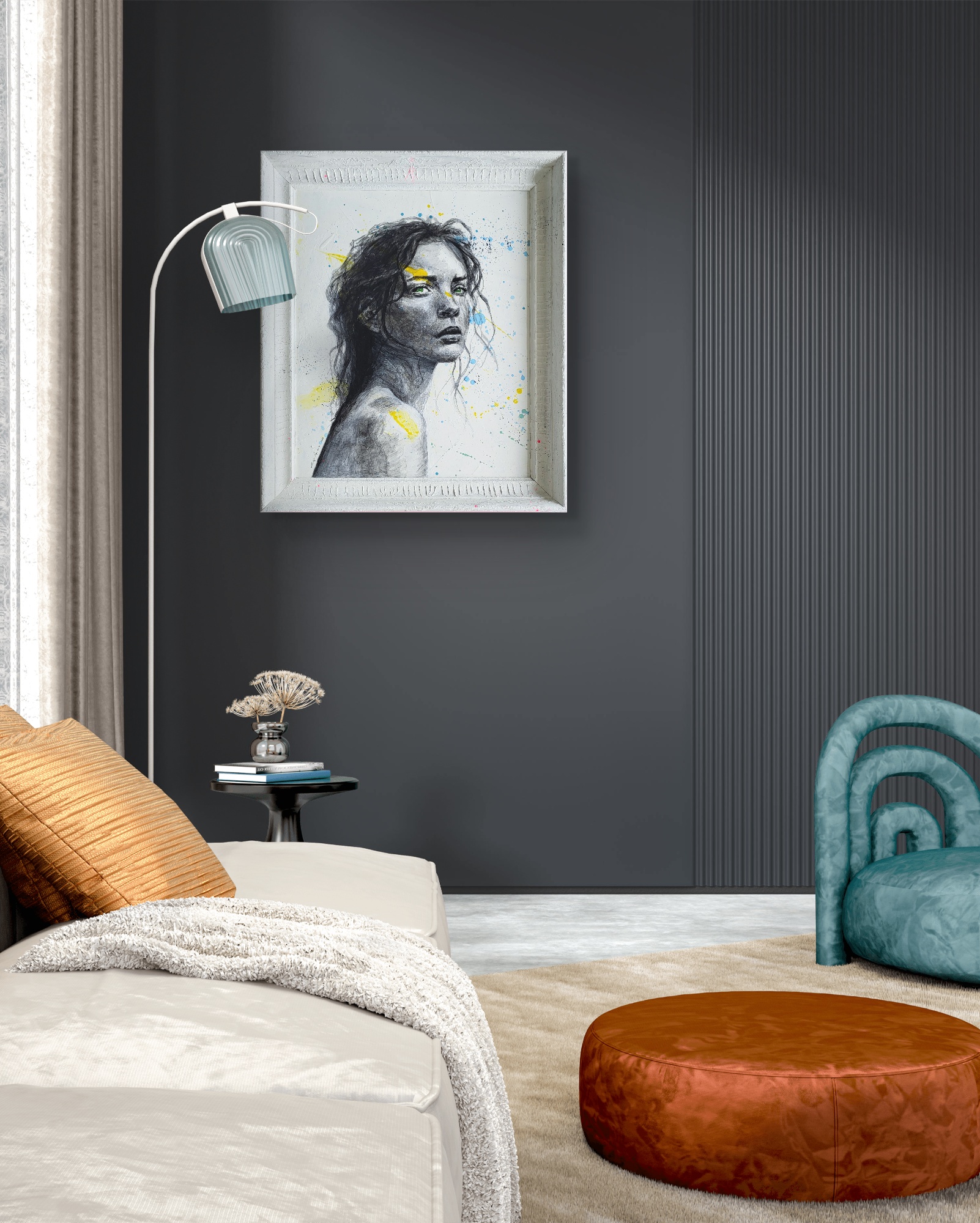 The painting 'Emerald dreams of silent screams' in situ