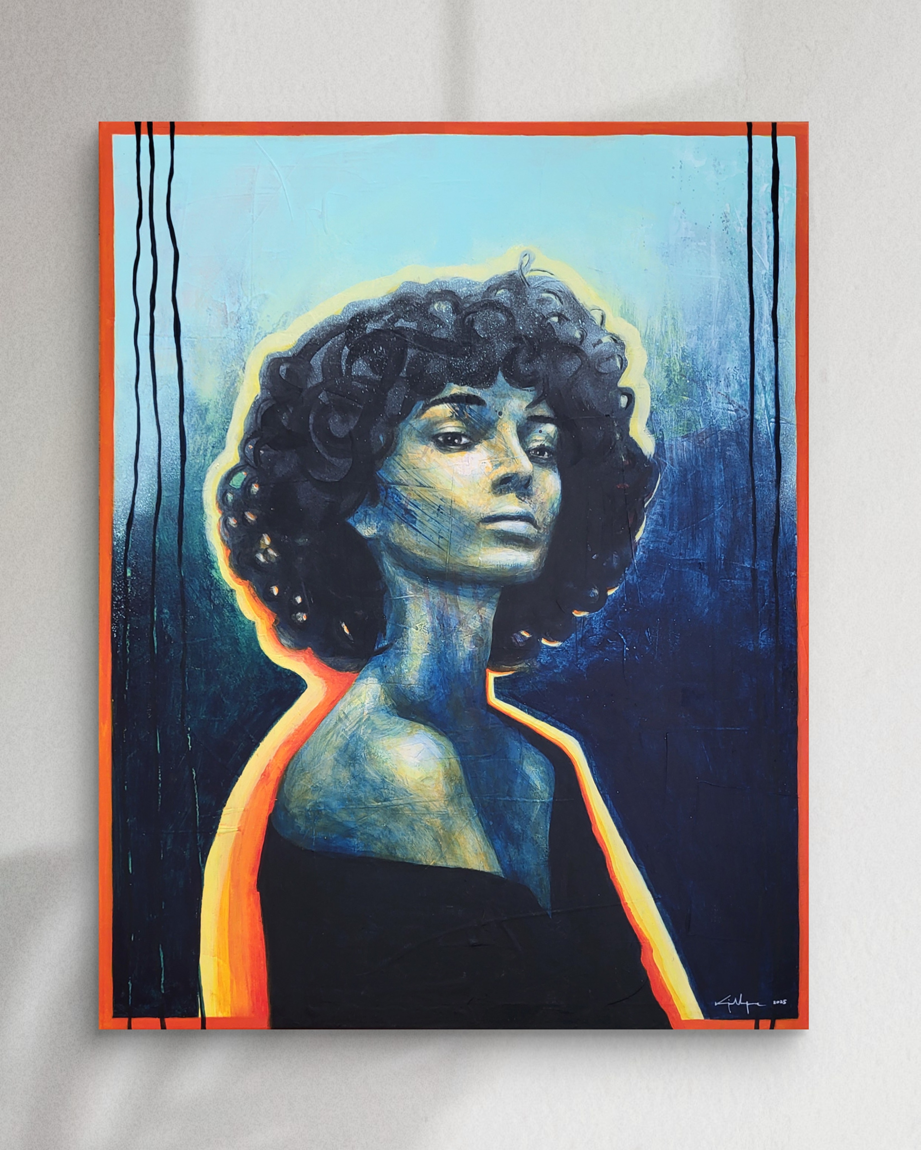 The painting 'Good karma in your face'